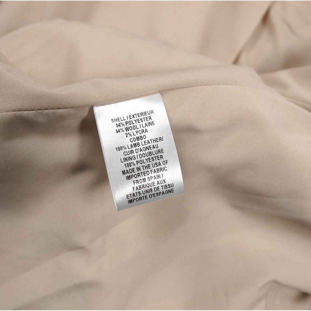 NEW Milly New York Wool & Lamb Leather Shawl Blazer Dinner Jacket Size 6 Beige - Picture 8 of 10